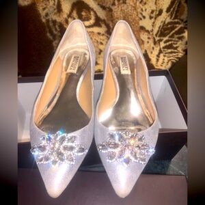 Karina Leather metallic embellish pin brooch Formal Evening comfy pewter prom